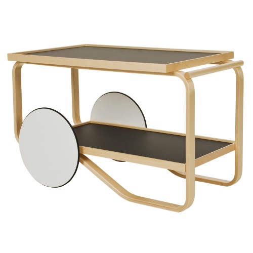 white HPL / birch - tea trolley 901 - Artek