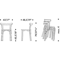 Birch + upholstered seat - 68 Chair - Artek