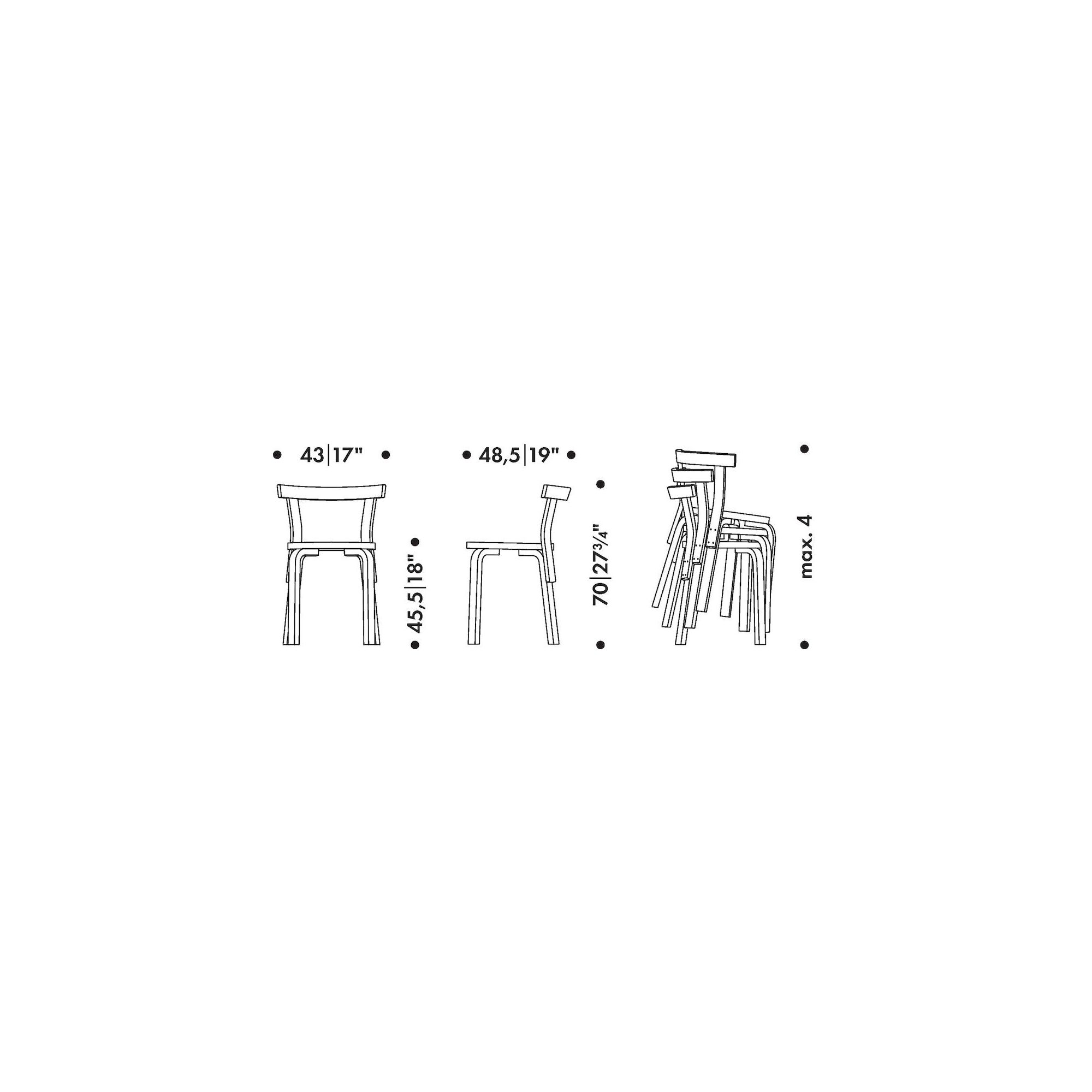 Birch + upholstered seat - 68 Chair - Artek