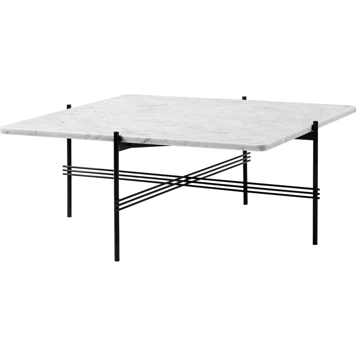 80x80x35cm - marbre blanc - base noire - table carrée TS