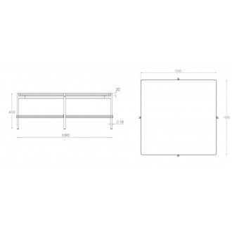 105x105x41cm - white marble - black base - TS square table