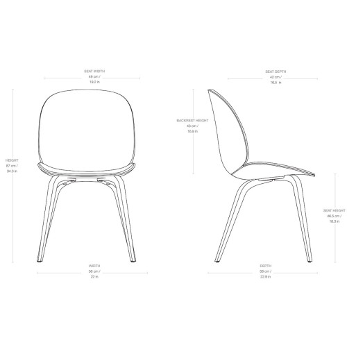 Beetle Chair plastic shell - wooden base - Gubi