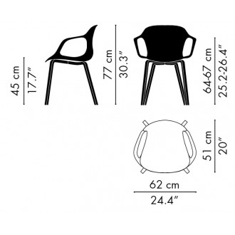 with armrests, wood base - Nap KS62