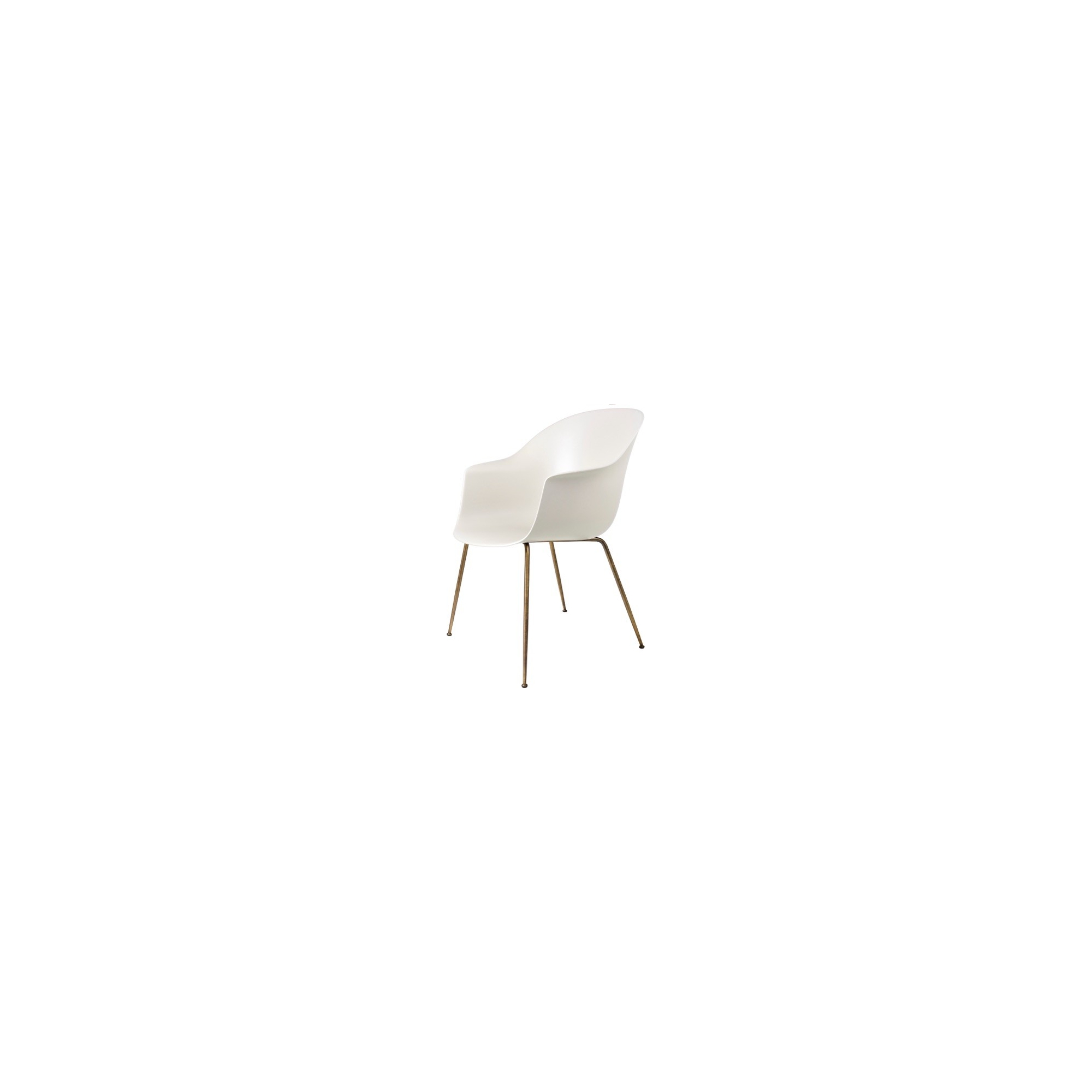 Alabaster white shell + antique brass legs – conic base – Bat dining chair - Gubi