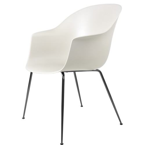 white alabaster shell + black chrome legs – conic base – Bat dining chair - Gubi