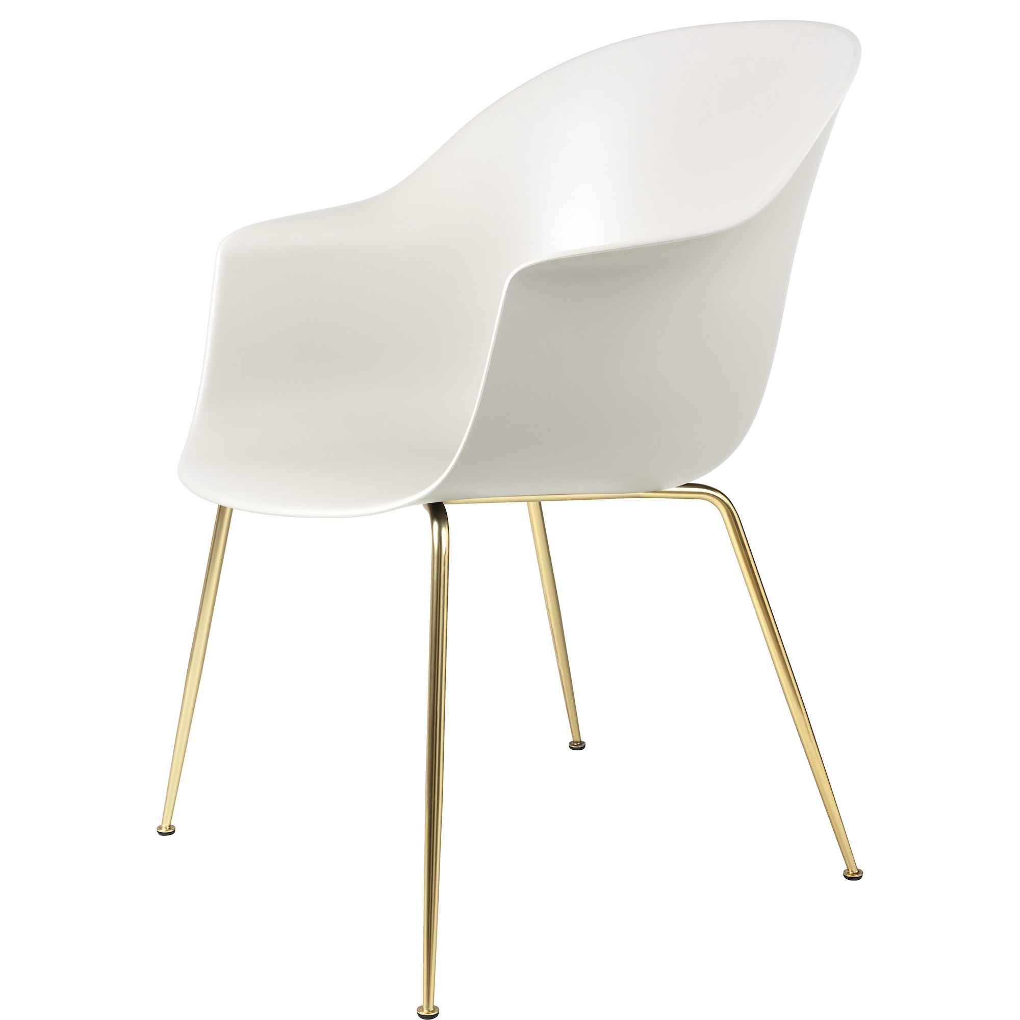 Alabaster white shell + brass legs – conic base – Bat dining chair - Gubi