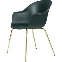 dark green shell + brass legs – conic base – Bat dining chair - Gubi