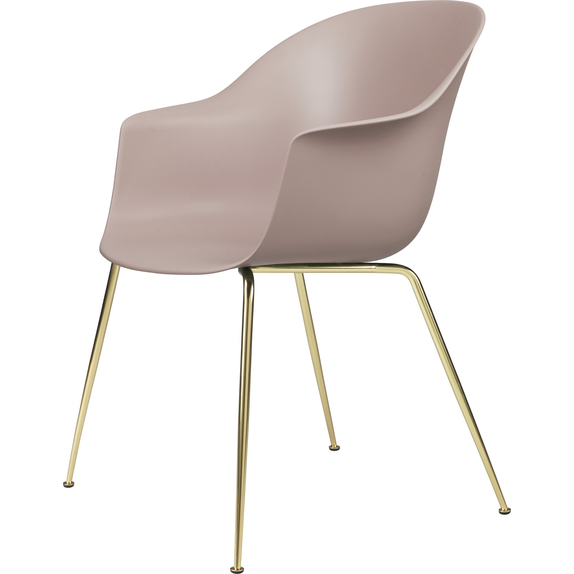 sweet pink shell + brass legs – conic base – Bat dining chair - Gubi