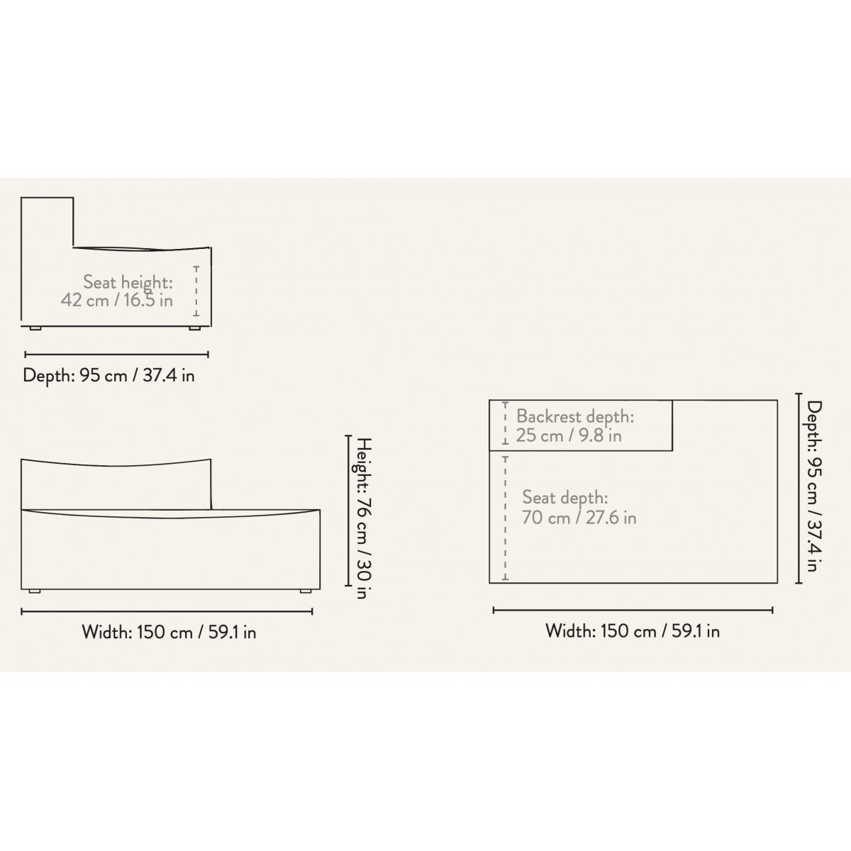 Extérieur ouvert Droit S301 – Canapé CATENA