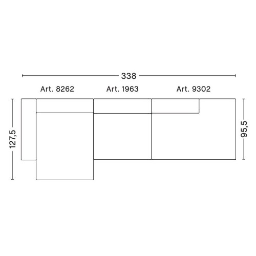 3-seater – combination 5 (left armrest) – Mags - HAY