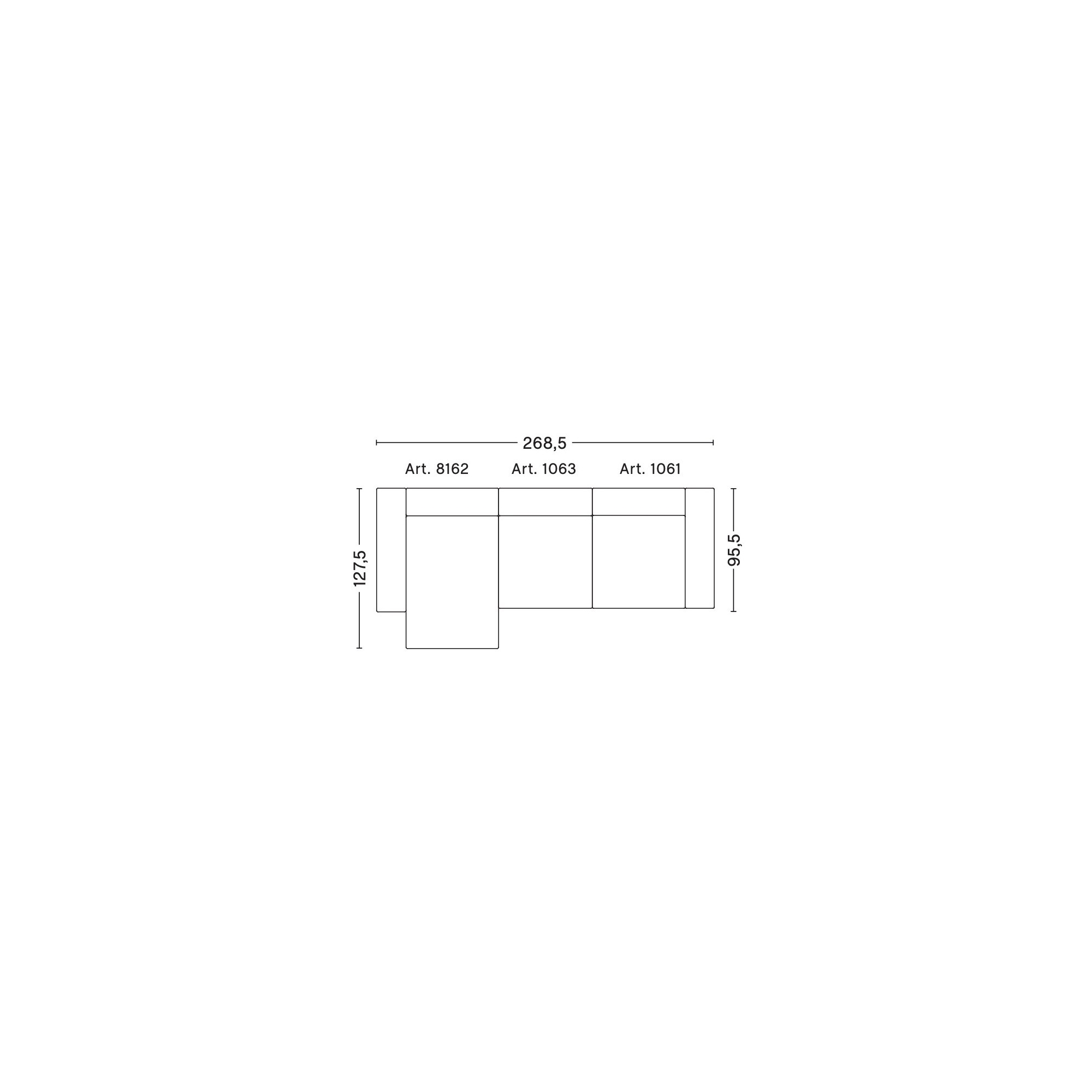 3-seater – combination 9 (left armrest) – Mags - HAY