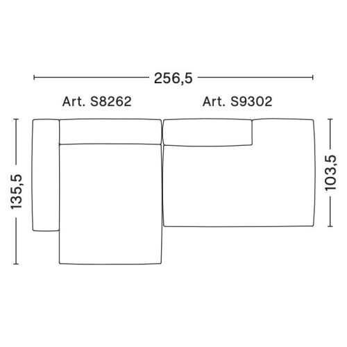 2,5-seater – combination 3 (left armrest) – Mags Soft - HAY