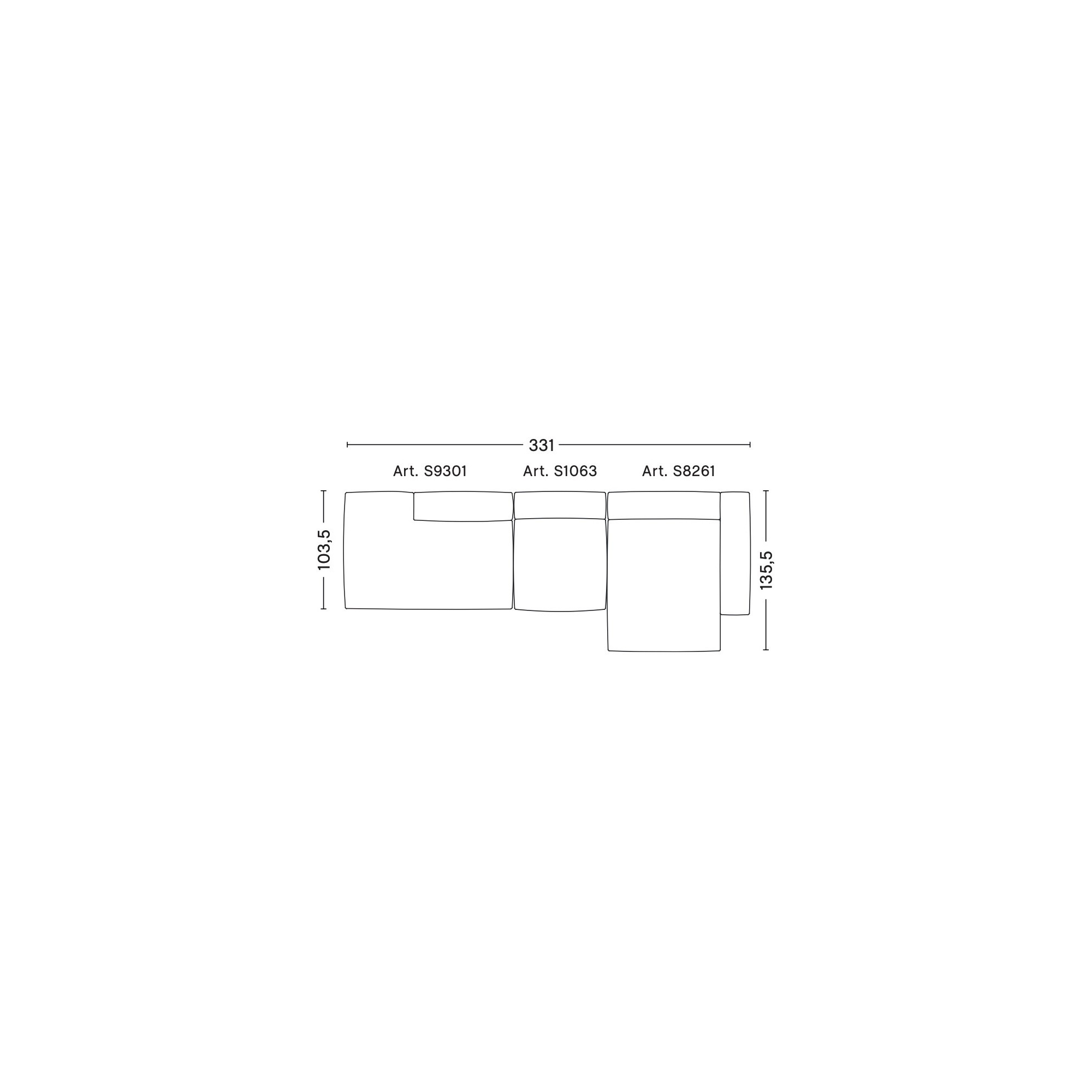 3-seater – combination 4 (right armrest) – Mags Soft - HAY