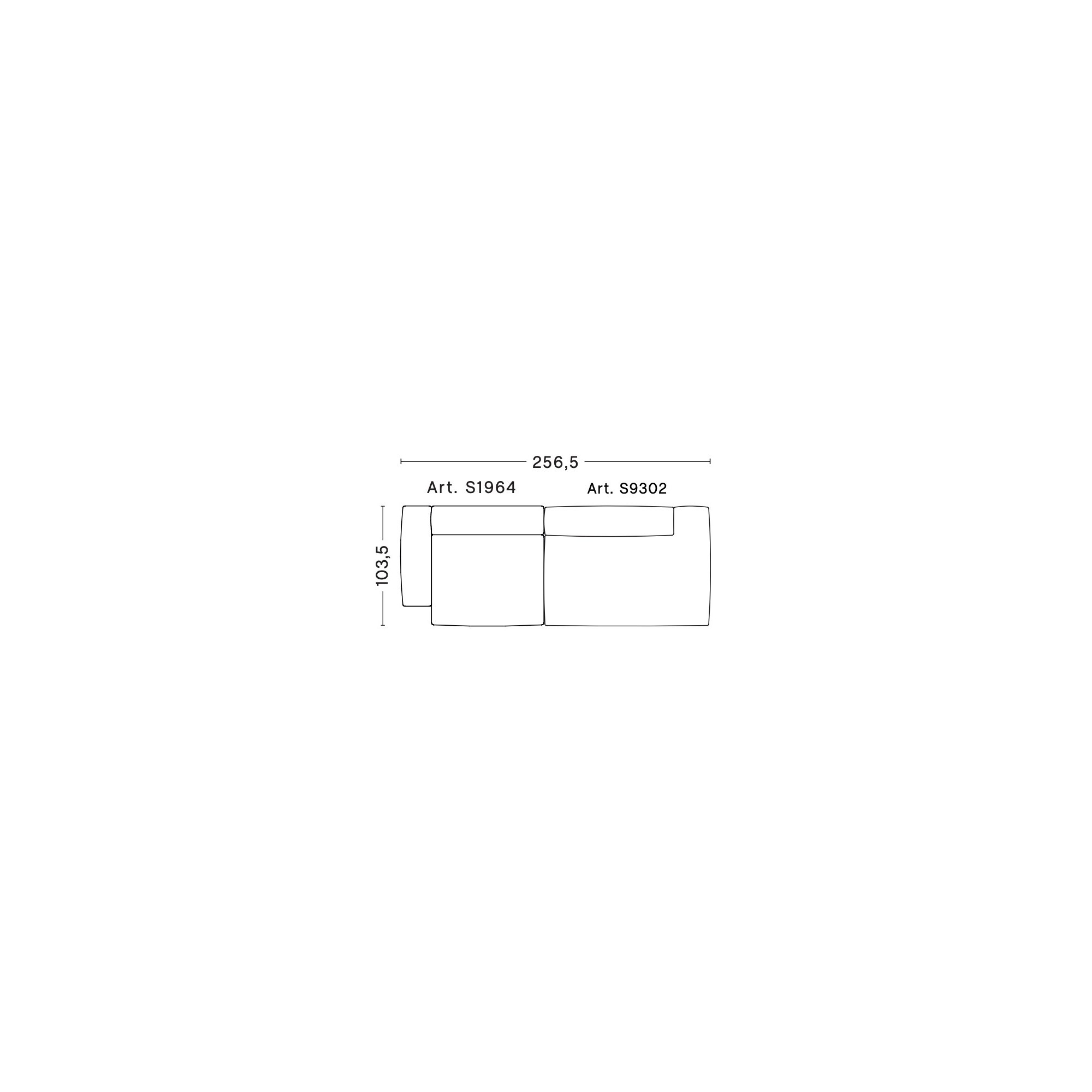 2,5-seater – combination 2 (left armrest) – Mags Soft Low - HAY