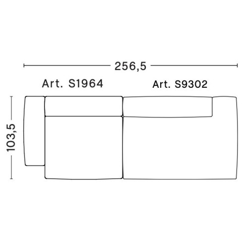 2,5-seater – combination 2 (left armrest) – Mags Soft Low - HAY