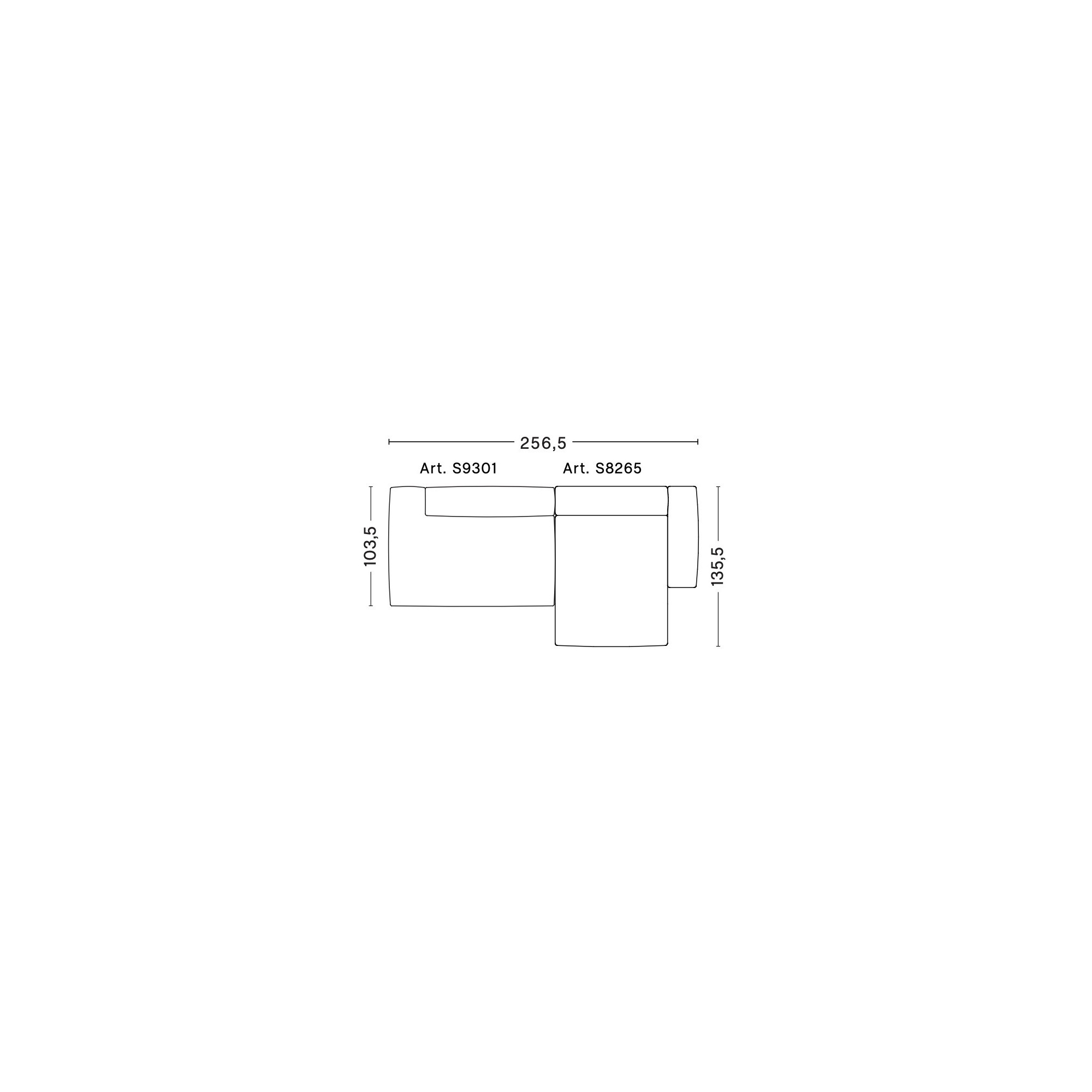 2,5 places – combinaison 3 (coin droit) – Mags Soft Low - HAY