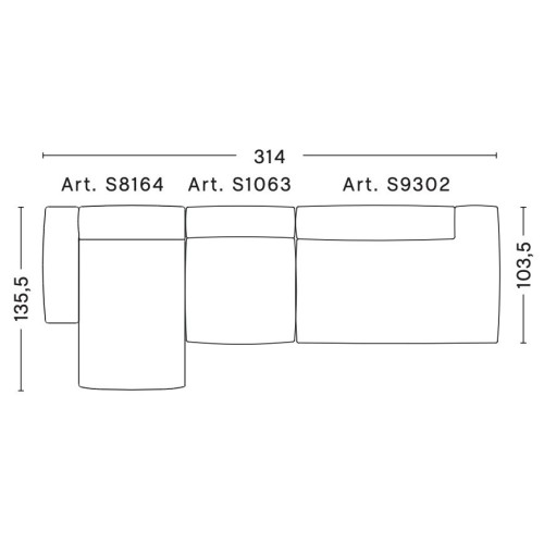 3-seater – combination 3 (left armrest) – Mags Soft Low - HAY