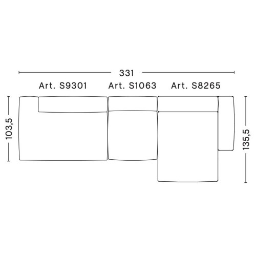 3 places – combinaison 4 (coin droit) – Mags Soft Low - HAY