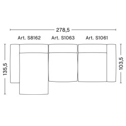 3-seater – combination 9 (left armrest) – Mags Soft Low - HAY