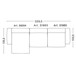 3-seater – combination 11 (left armrest) – Mags Soft Low - HAY