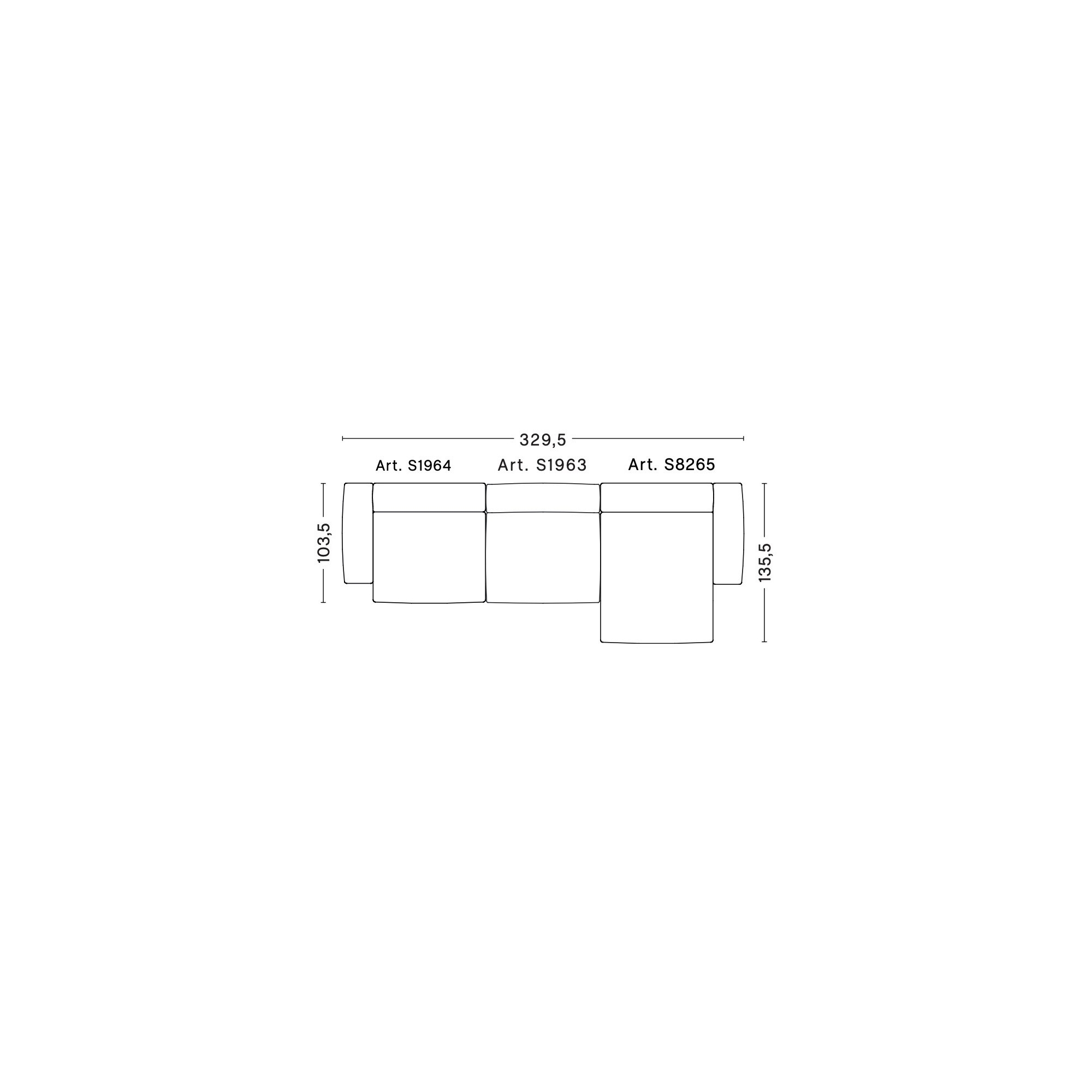 3 places – combinaison 11 (coin droit) – Mags Soft Low - HAY